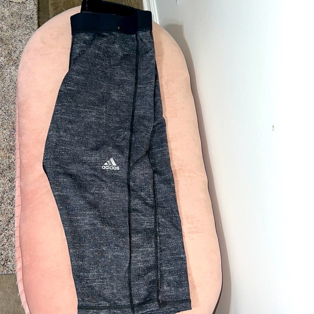 Large 3/4 length grey adidas leggings